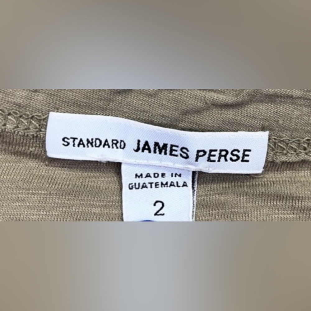 JAMES PERSE British Khaki Long Sleeve Pocket T-Shirt Women's Size 2 Medium - Picture 3 of 7